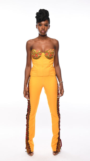 CELESTIAL Haniah Ankara Trimmed Yellow Basque